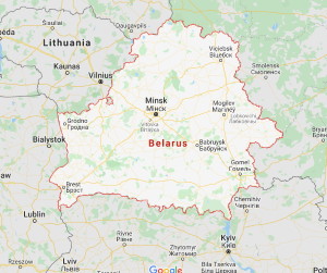 Belarus map showing surrounding countries.