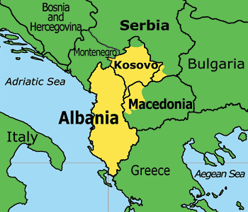 Map of Albanian language usage.